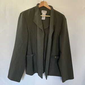 Perceptions olive green blazer women's size 16 business casual style comfortable